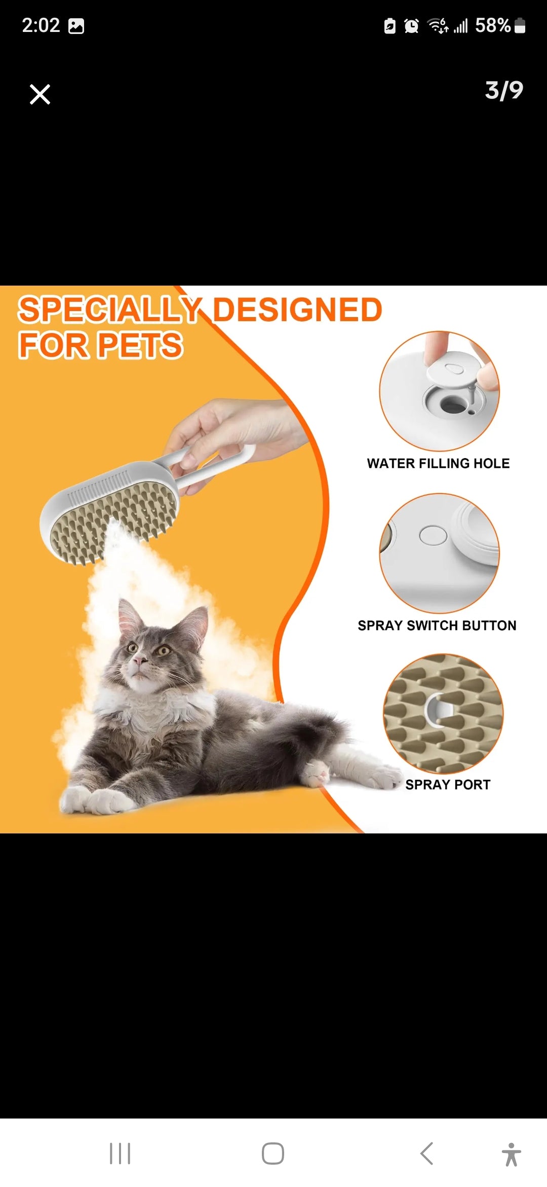 Spray Handle Massage Brush for pets