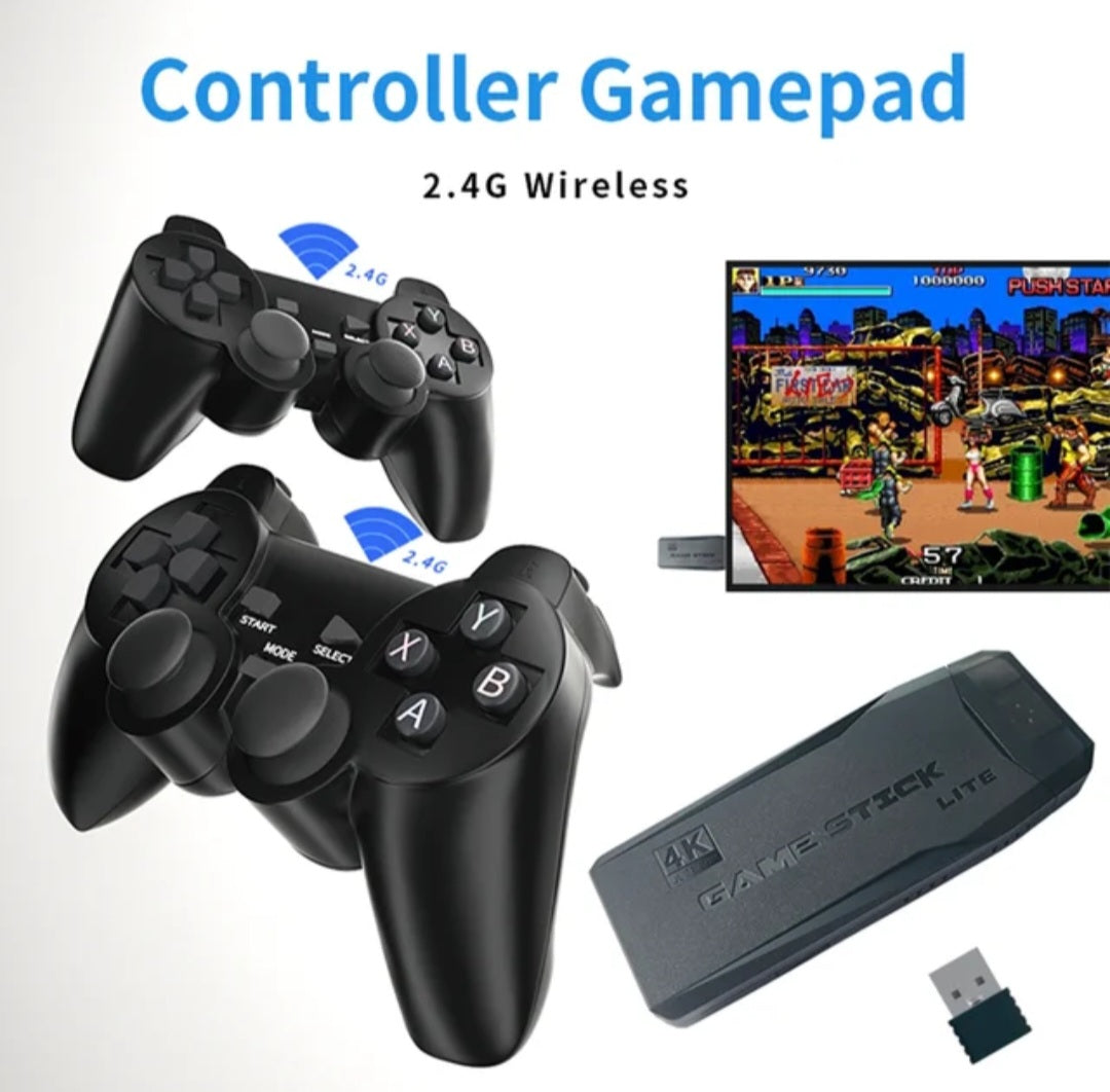 Mini Retro Console 64GB Wireless Video Game Consoles 4K HD M8 Game Stick Lite With Gamepad Built-in 20000+ Games For PS1/SFC/FC.